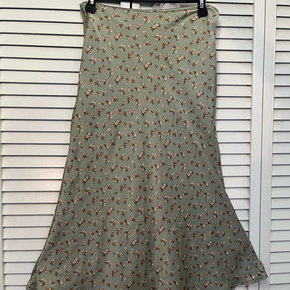 Altar'd State Floral Midi Skirt in Sage